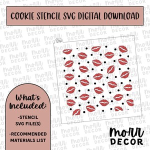 Valentines Kisses 2-delige koekjessjabloon DIGITALE DOWNLOAD | Digitale download van koekjesstencil | Sjabloon-svg-bestand
