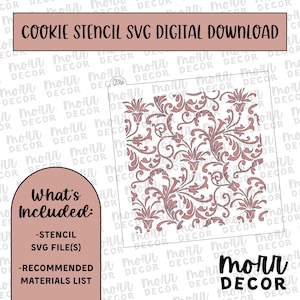 Swirls Lace Cookie Stencil DIGITAL DOWNLOAD | Cookie Stencil Digital Download | Stencil SVG File