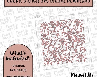 Swirls Lace Cookie Stencil DIGITAL DOWNLOAD | Cookie Stencil Digital Download | Stencil SVG File