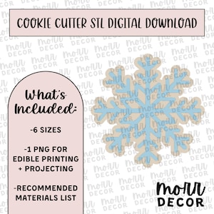 Snowflake Cookie Cutter Digital Download | Christmas STL File Download | Holiday Cookie Cutter File Download