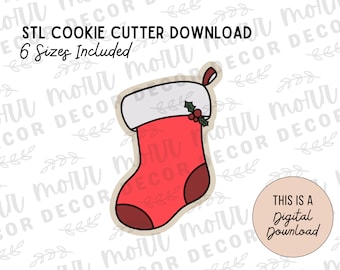 Stocking Cookie Cutter Digital Download | Christmas STL File Download | Holiday Cookie Cutter File Download