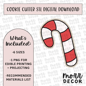 Candy Cane Cookie Cutter Digital Download | Christmas STL File Download | Holiday Cookie Cutter File Download