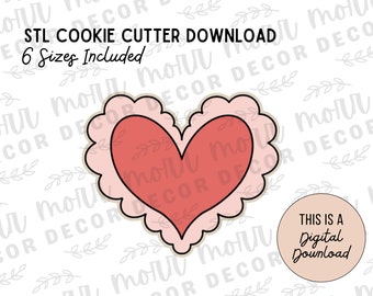 Scalloped Heart Cookie Cutter Digital Download | Valentine's Day STL File Download | Valentine's Day Cutter File Download