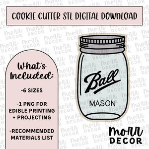 Mason Jar Cookie Cutter Digital Download | Fall STL File Download | Autumn Cookie Cutter File Download