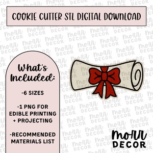 Descarga digital de cortador de galletas con diploma y lazo / Descarga de archivo STL de graduación / Descarga de archivo de cortador de galletas de graduación