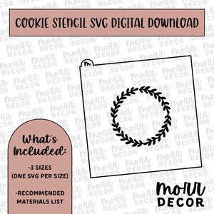 Wreath Wedding Cookie Stencil DIGITAL DOWNLOAD | Floral Cookie Stencil Digital Download | Wreath 10
