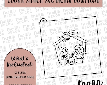 キリスト降誕 PYO クリスマス クッキー ステンシル デジタル ダウンロード | クリスマス ステンシル SVG | クッキー ステンシル ダウンロード