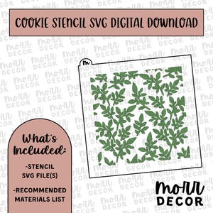 Leaves Pattern Cookie Stencil DIGITAL DOWNLOAD | Vine Pattern Cookie Stencil Digital Download | Stencil SVG File