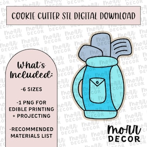 Golf Clubs Cookie Cutter Digital Download | Father&#39;s Day STL File Download | Father&#39;s Day Cutter File Download