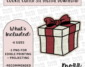 Present Cookie Cutter Digital Download | Christmas Gift STL File Download | Holiday Cookie Cutter File Download