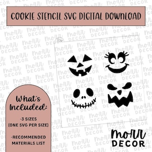 Jack O Lantern Faces DIGITAL DOWNLOAD | Halloween 2023 Cookie Stencil Svg | Halloween Cookie Stencil Download