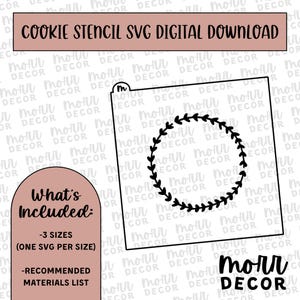 Wreath Wedding Cookie Stencil DIGITAL DOWNLOAD | Floral Cookie Stencil Digital Download | Wreath 5