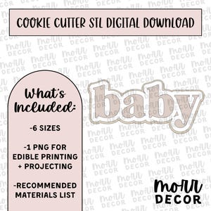Retro Baby Cookie Cutter Digital Download | Baby Shower STL File Download | Baby Cookie Cutter File Download
