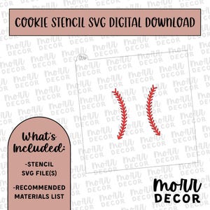 Baseball Stitching Cookie Stencil DIGITAL DOWNLOAD | Father&#39;s Day Cookie Stencil Svg | Cookie Stencil Download