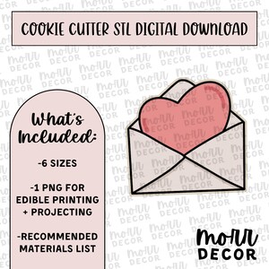 Descarga digital de cortador de galletas con forma de carta de amor / Descarga de archivo STL para el día de San Valentín / Descarga de archivo de cortador de galletas para fiestas