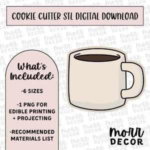 Mug Cookie Cutter Digital Download | Fall STL File Download | Autumn Cookie Cutter File Download