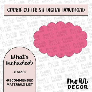 Ausgebogte Oval Cookie Cutter Digitaler Download | Klassische STL-Datei Download | Form Cutter Datei Download