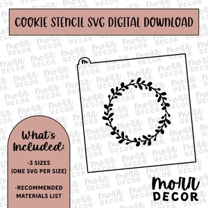 Wreath Wedding Cookie Stencil DIGITAL DOWNLOAD | Floral Cookie Stencil Digital Download | Wreath 8