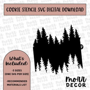 Pine Tree Line Cookie Stencil Edger DIGITALE DOWNLOAD | Digitale download van koekjesstencil | Sjabloon-svg-bestand