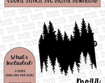 Pine Tree Line Cookie Stencil Edger DIGITAL DOWNLOAD | Cookie Stencil Digital Download | Stencil SVG File
