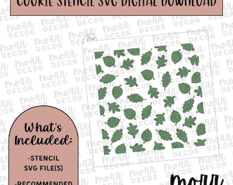Leaves Cookie Stencil DIGITAL DOWNLOAD | Cookie Stencil Digital Download | Stencil SVG File
