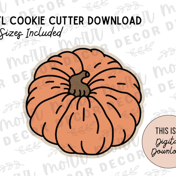 Pumpkin Cookie Cutter Digital Download | Halloween STL File Download | Halloween Cookie Cutter File Download | Pumpkin Top Cookie Cutter