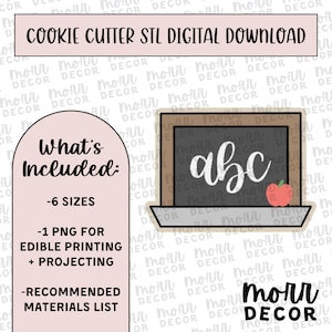 Chalkboard Cookie Cutter Digital Download | STL File Download | Back to School Cookie Cutter File Download