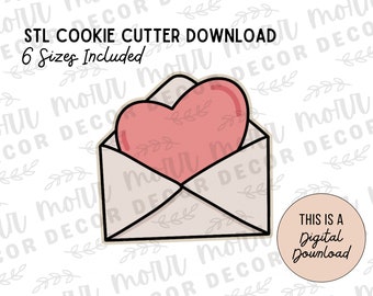 Love Letter Cookie Cutter Digital Download | Valentine's Day STL File Download | Holiday Cookie Cutter File Download