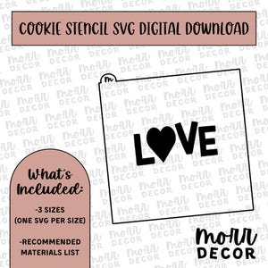 LIEFDE Print Cookie Stencil DIGITALE DOWNLOAD | Valentijnsdag Cookie Stencil Svg | Cookiestencil downloaden