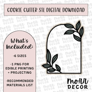 Floral Arch Plaque 1 Cookie Cutter Digital Download | Wedding STL File Download | Bridal Shower Cutter File Download