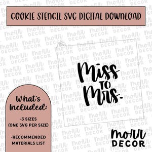 Miss to Mrs. Wedding Cookie Stencil DIGITAL DOWNLOAD | Bridal Shower Cookie Stencil Digital Download | Wedding Stencil