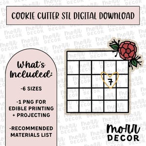 Floral Calendar 1 Cookie Cutter Digital Download | Wedding STL File Download | Bridal Shower Cutter File Download