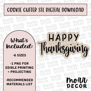 Happy Thanksgiving Cookie Cutter Digital Download | Thanksgiving STL File Download | Holiday Cookie Cutter File Download