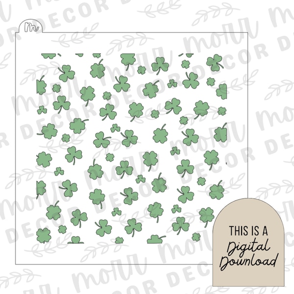 Shamrock Four Leaf Clover Cookie Stencil DIGITAL DOWNLOAD | Cookie Stencil Digital Download | Stencil SVG File