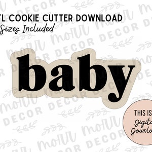 Retro Baby Cookie Cutter Digital Download Baby Shower STL File Download Baby Cookie Cutter File Download image 1