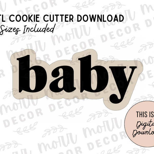 Retro Baby Cookie Cutter Digital Download | Baby Shower STL File Download | Baby Cookie Cutter File Download