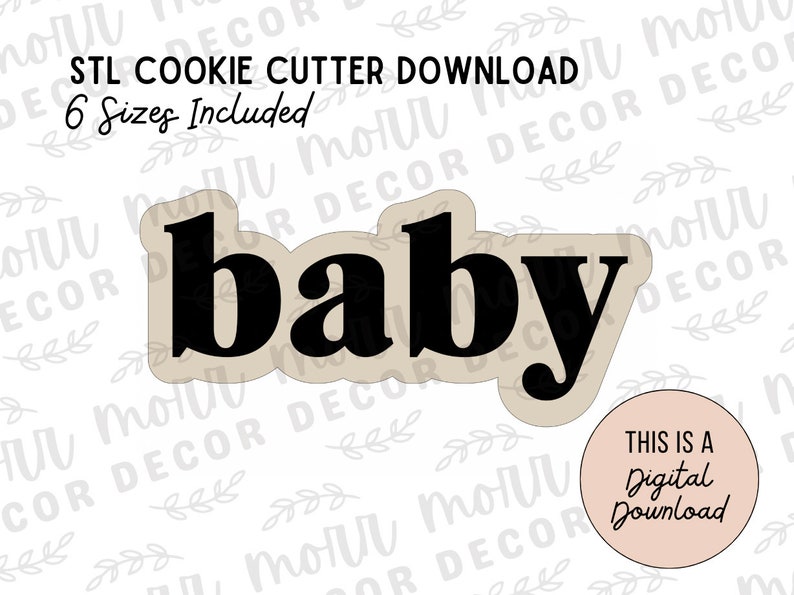 Retro Baby Cookie Cutter Digital Download Baby Shower STL File Download Baby Cookie Cutter File Download image 1
