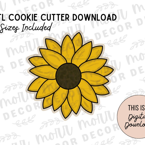 Sunflower Cookie Cutter Digital Download | Fall STL File Download | Autumn Cookie Cutter File Download | Flower STL