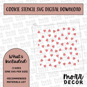 Kleine Herzen Cookie Stencil DIGITAL DOWNLOAD | Valentinstag Cookie Schablone Digitaler Download | Urlaub Cookie Stencil svg