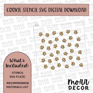 Paw Print Cookie Stencil DIGITAL DOWNLOAD | Cookie Stencil Digital Download | Stencil SVG File