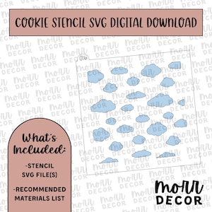 Clouds Cookie Stencil DIGITAL DOWNLOAD | Cookie Stencil Digital Download | Stencil SVG File