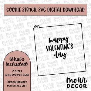 Happy Valentine&#39;s Day Cookie Stencil DIGITAL DOWNLOAD | Valentinstag Cookie Stencil svg | Cookie Schablone zum Downloaden