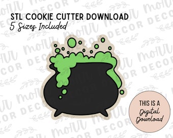 Bubbling Cauldron Cookie Cutter Digital Download | Halloween STL File Download | Halloween Cookie Cutter File Download