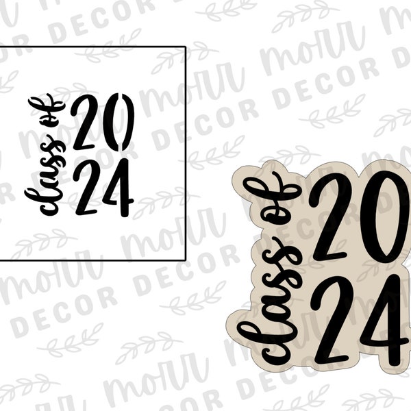 Class of 2024 Cookie Cutter + Cookie Stencil Combo | Graduation Cookie Cutters | Graduation Cookie Stencils