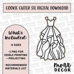 Wedding Dress 3 Cookie Cutter Digital Download | Wedding STL File Download | Bridal Shower Cutter File Download