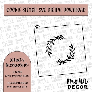 Wreath Wedding Cookie Stencil DIGITAL DOWNLOAD | Floral Cookie Stencil Digital Download | Wreath 9