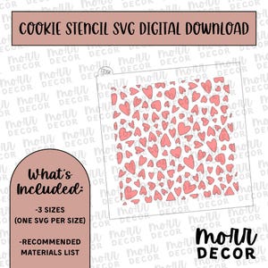 Boho Hearts Cookie Stencil DIGITALE DOWNLOAD | Digitale download van koekjesstencil | Sjabloon-svg-bestand