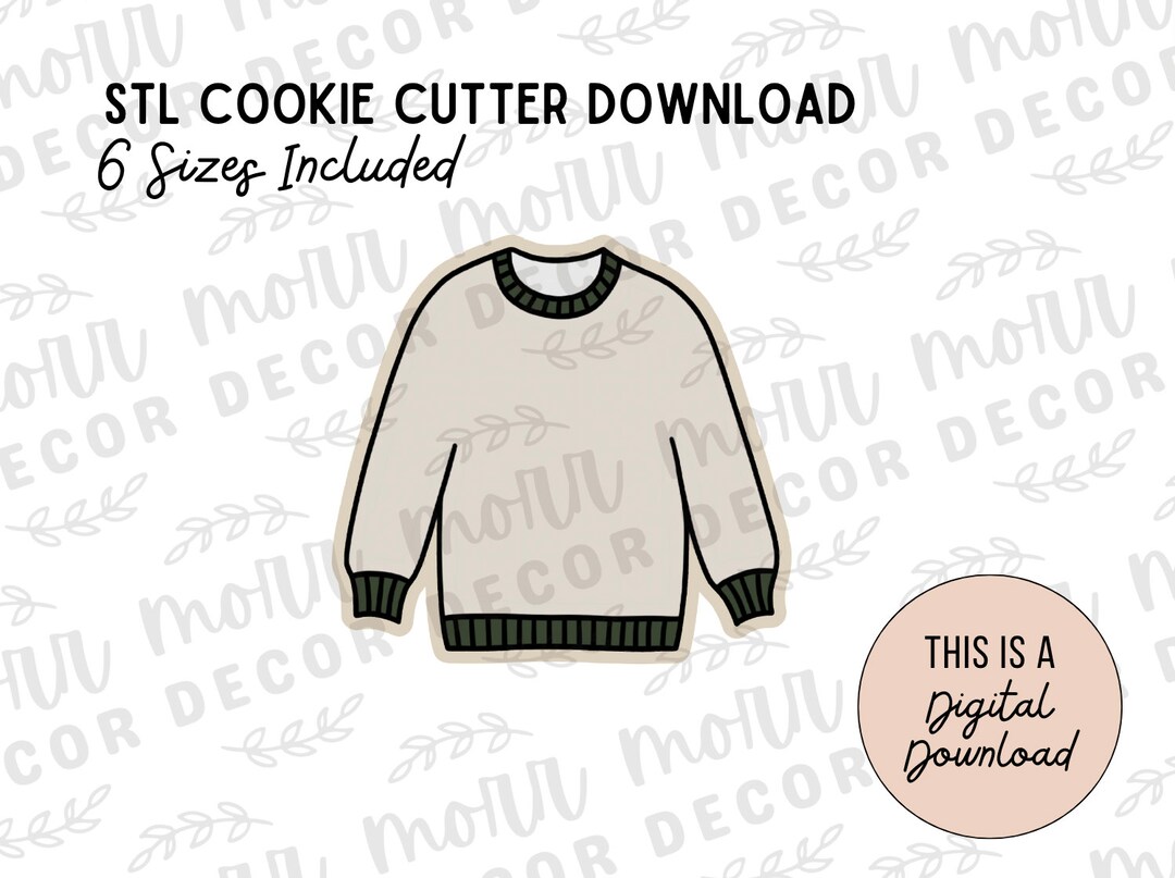 Sweater Cookie Cutter Digital Download Fall STL File Download Autumn