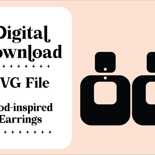 Earring SVG file, mod-inspired square earring, geometric earring file for cricut, glowforge cut file, SVG file for earrings