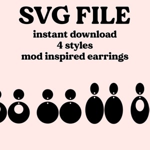 SVG Earring File- mod style earring cut file, earring SVG file for glowforge, cricut, silhouette, mod inspired earring laser cutter file